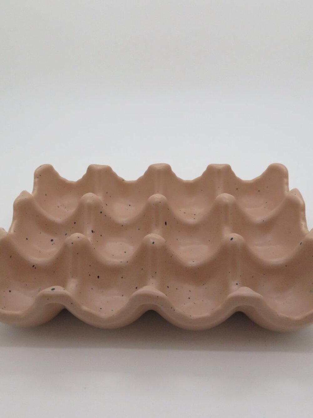 Anthropologie Mauve Speckled Ceramic Dozen Egg Holder Dish Tray